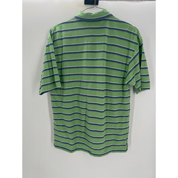 Vintage Tommy Hilfiger Men's Green & Blue Striped Polo Shirt Short Sleeve - Picture 7 of 9